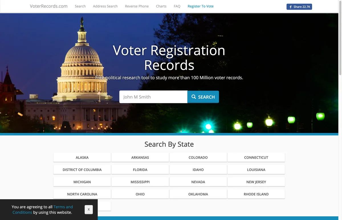 The VoterRecords opt-out page