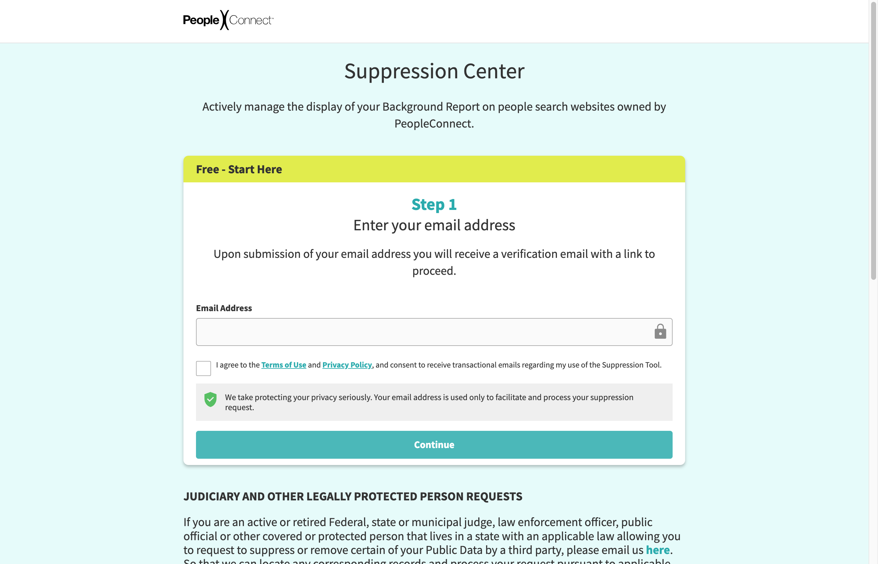 The ZabaSearch opt-out page