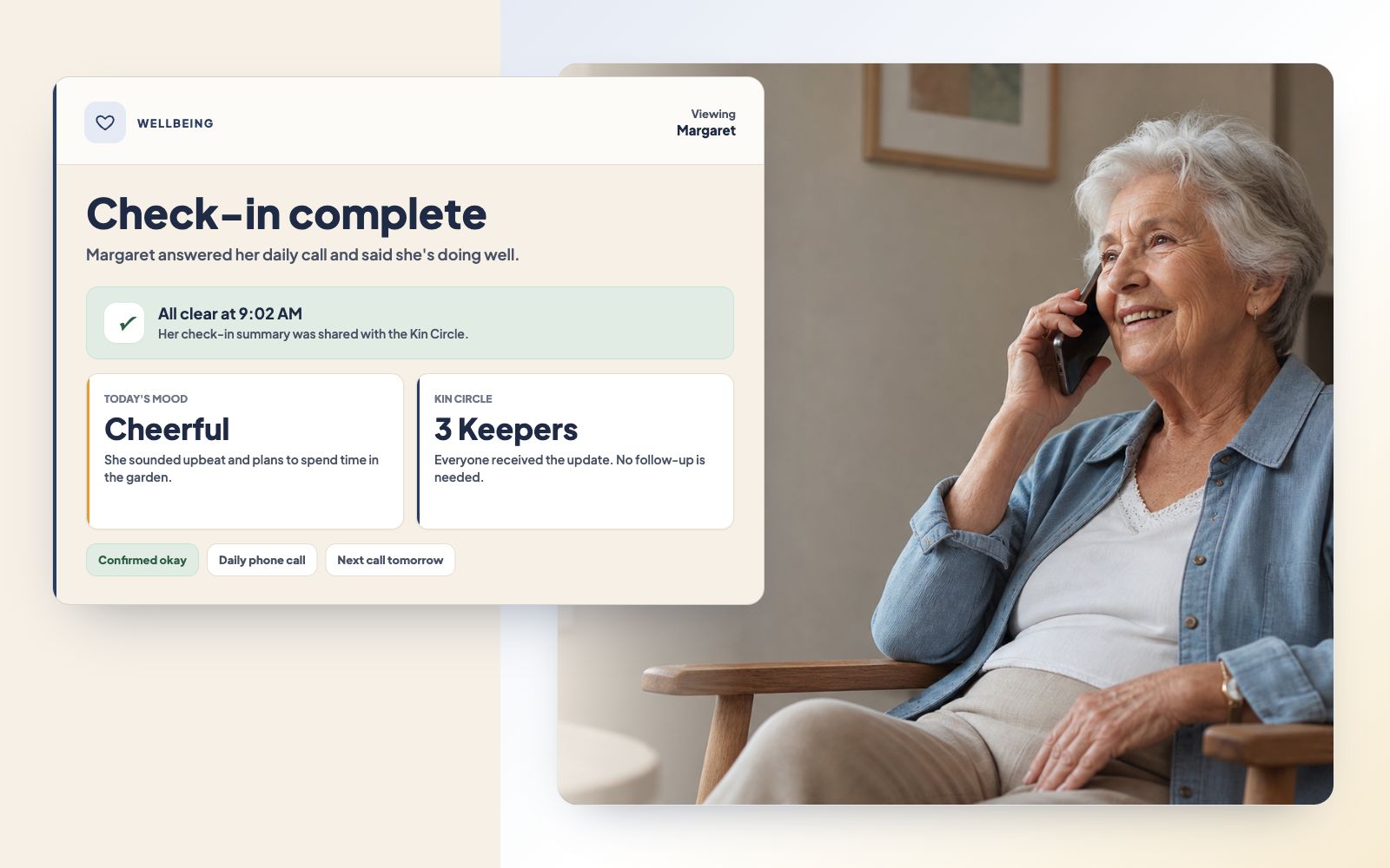 KinKeeper Wellbeing Calls product overview